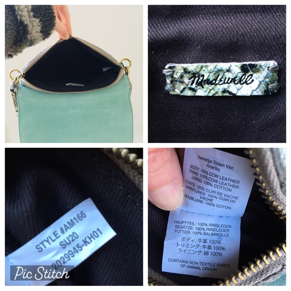 $148 Madewell Flap Convertible Snake Embossed Leather Crossbody/Shoulder Bag - Picture 12 of 12